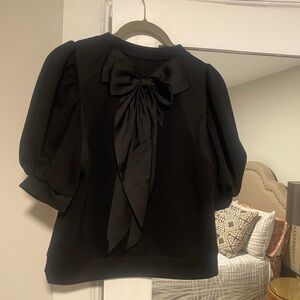Black Puff Sleeve Top with Back Bow